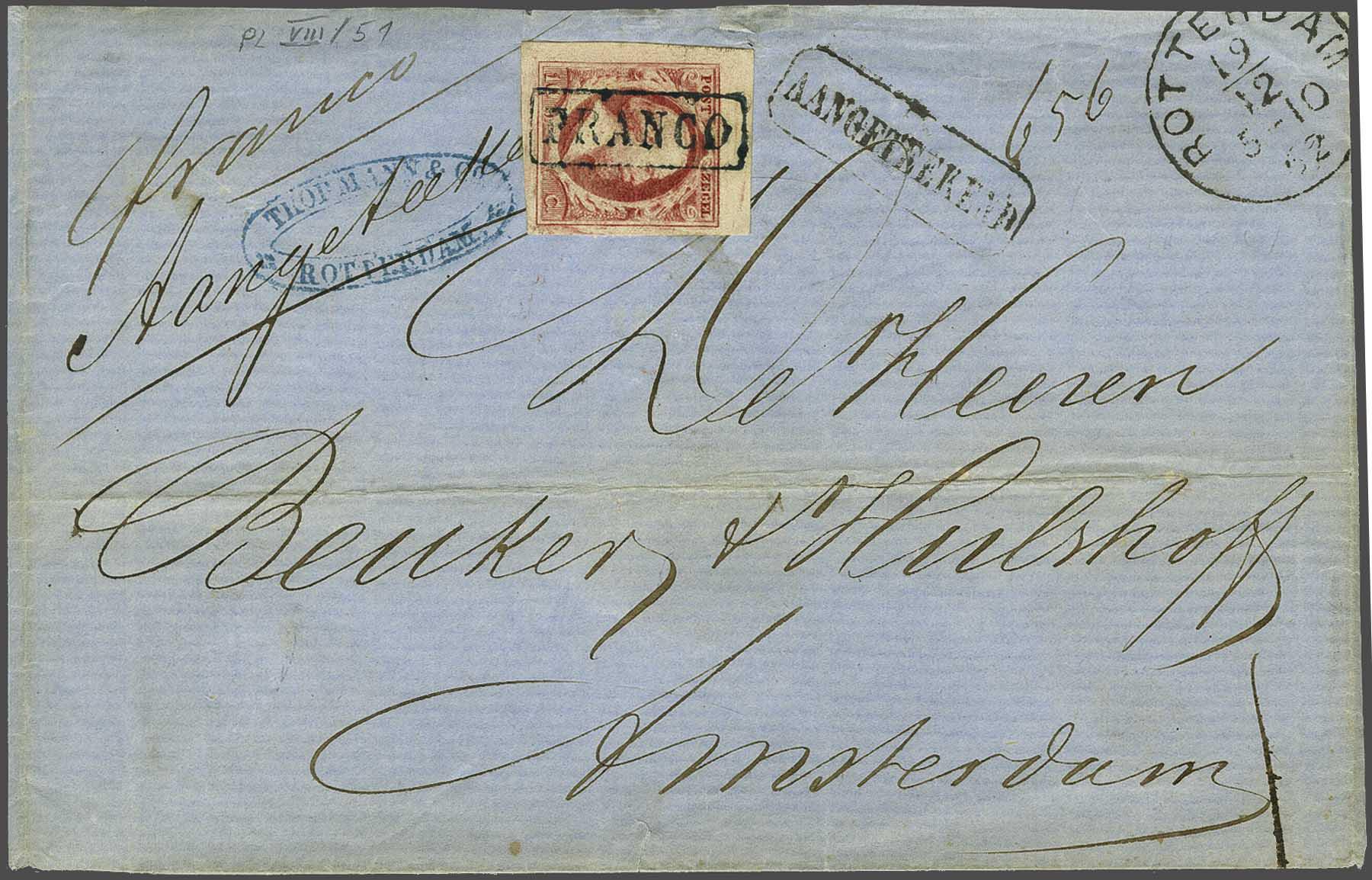Lot 390 - Netherlands and former colonies NL 1852 King William III -  Corinphila Veilingen Auction 240: Pre-philately Netherlands and former colonies