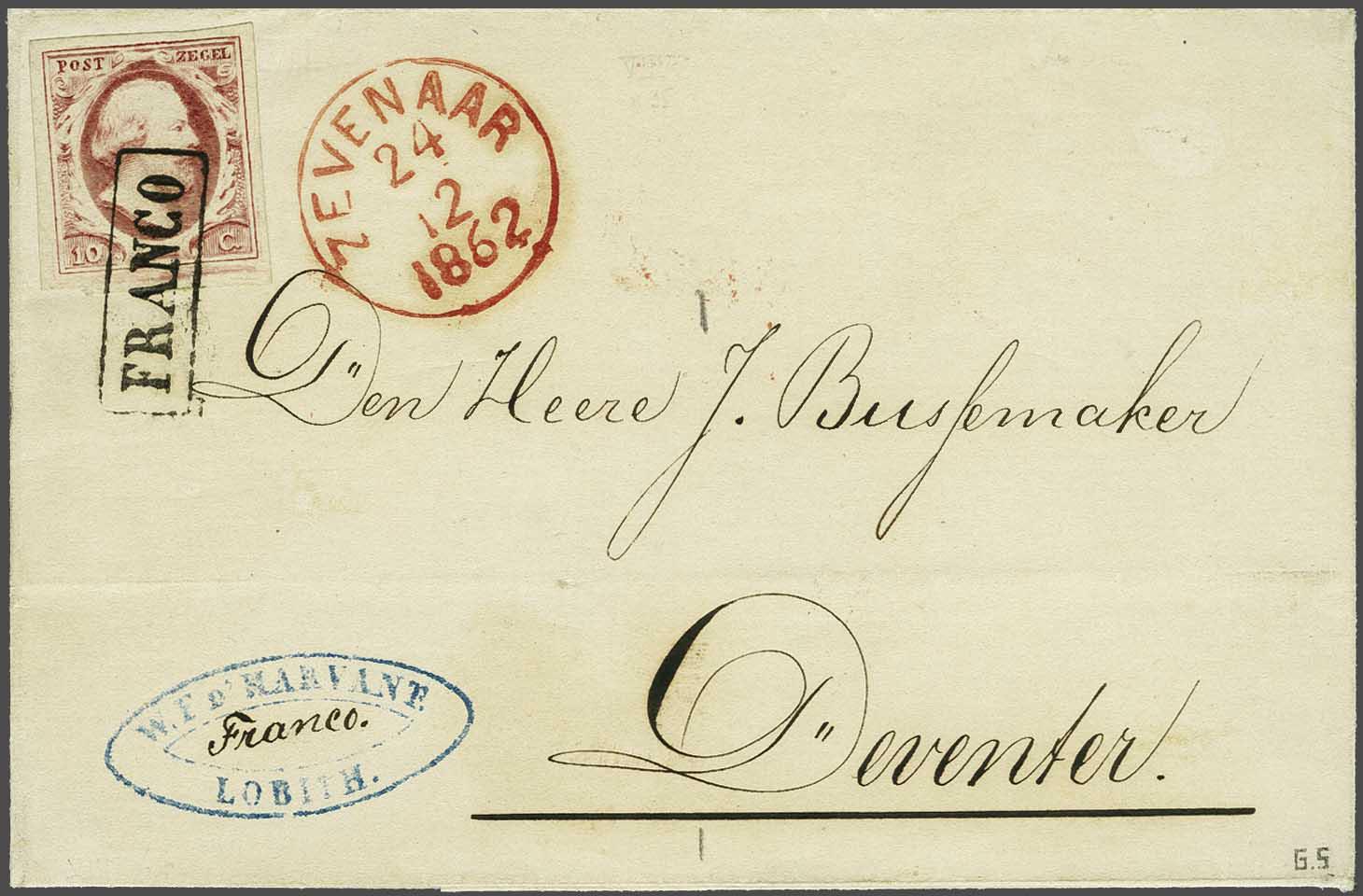 Lot 391 - Netherlands and former colonies NL 1852 King William III -  Corinphila Veilingen Auction 240: Single lots Netherlands and former colonies