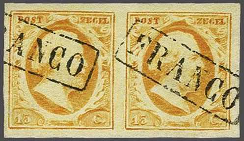 Lot 319 - Netherlands and former colonies NL 1852 King William III -  Corinphila Veilingen Auction 240: Single lots Netherlands and former colonies