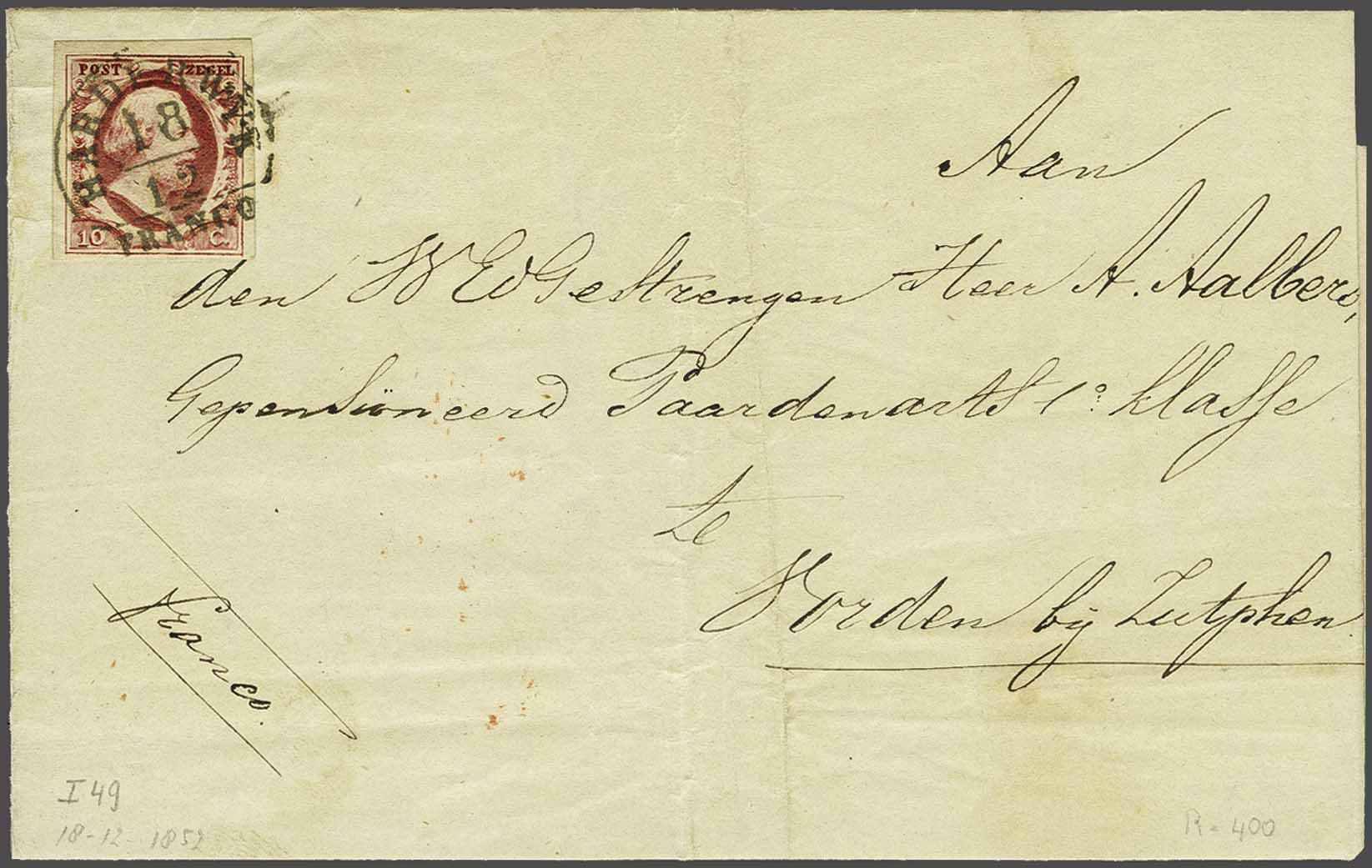 Lot 475 - Netherlands and former colonies NL Semi-circular Cancellation -  Corinphila Veilingen Auction 240: Single lots Netherlands and former colonies