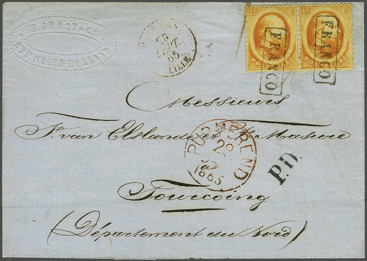 Lot 657 - Netherlands and former colonies NL 1864 King William III -  Corinphila Veilingen Auction 240: Single lots Netherlands and former colonies