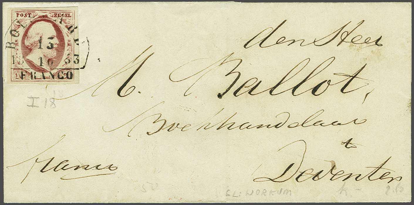 Lot 426 - Netherlands and former colonies NL Semi-circular Cancellation -  Corinphila Veilingen Auction 240: Pre-philately Netherlands and former colonies