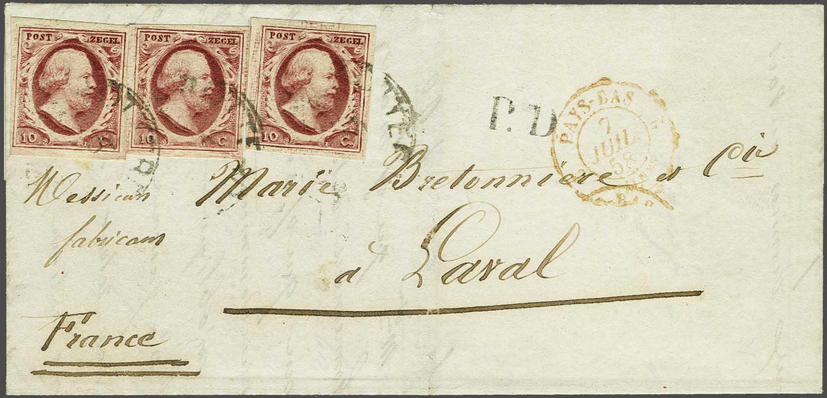 Lot 378 - Netherlands and former colonies NL 1852 King William III -  Corinphila Veilingen Auction 240: Single lots Netherlands and former colonies