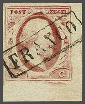 Lot 308 - Netherlands and former colonies NL 1852 King William III -  Corinphila Veilingen Auction 240: Single lots Netherlands and former colonies