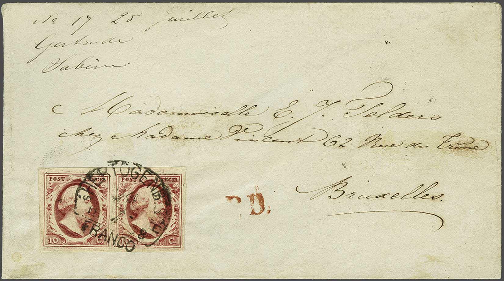Lot 382 - Netherlands and former colonies NL 1852 King William III -  Corinphila Veilingen Auction 240: Pre-philately Netherlands and former colonies