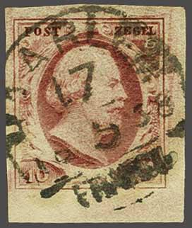 Lot 284 - Netherlands and former colonies NL 1852 King William III -  Corinphila Veilingen Auction 240: Single lots Netherlands and former colonies
