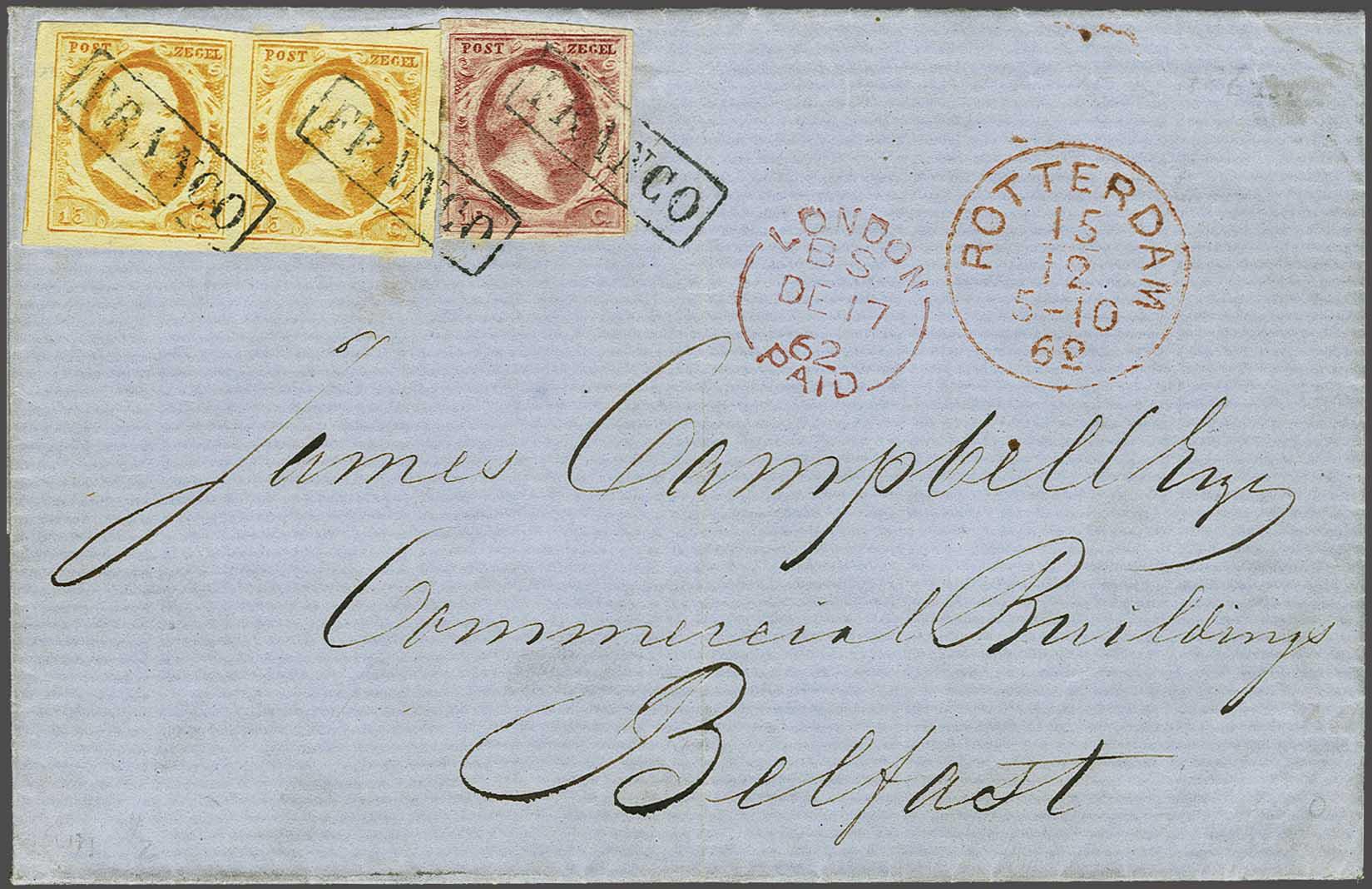 Lot 397 - Netherlands and former colonies NL 1852 King William III -  Corinphila Veilingen Auction 240: Pre-philately Netherlands and former colonies