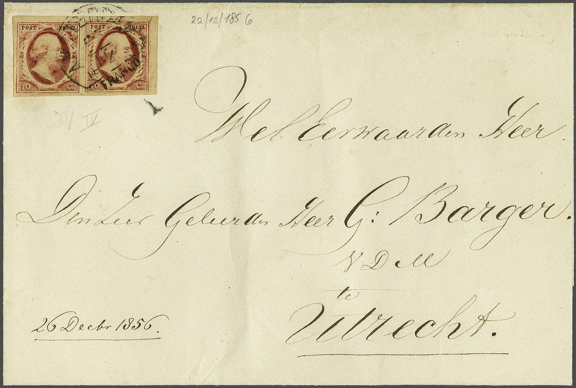 Lot 376 - Netherlands and former colonies NL 1852 King William III -  Corinphila Veilingen Auction 240: Single lots Netherlands and former colonies