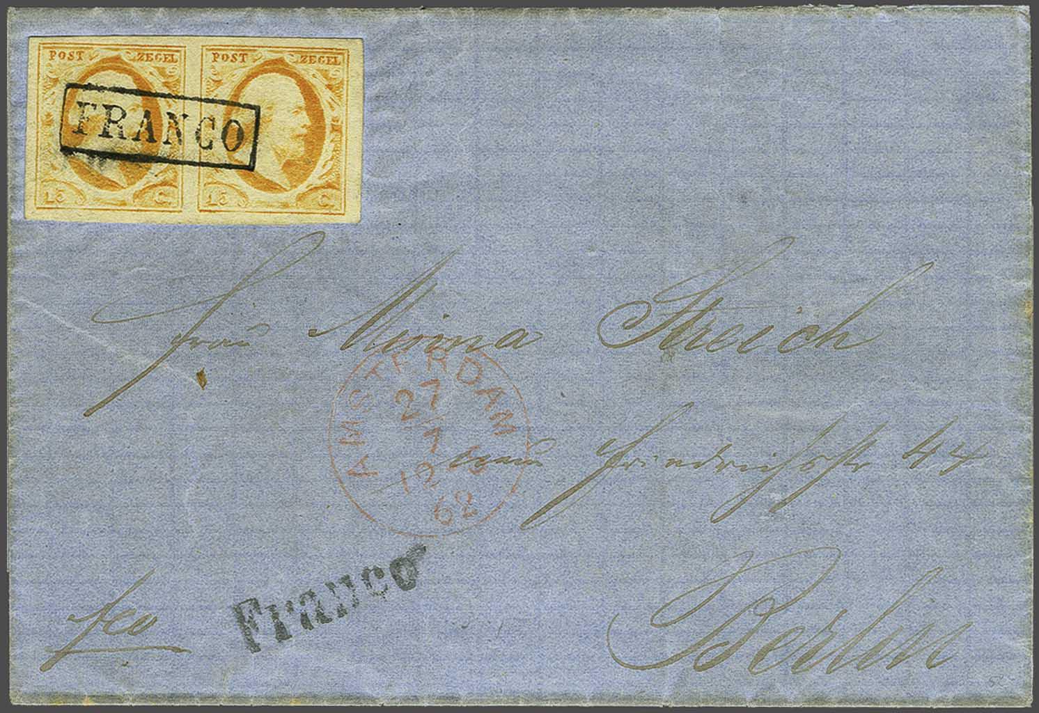Lot 400 - Netherlands and former colonies NL 1852 King William III -  Corinphila Veilingen Auction 240: Pre-philately Netherlands and former colonies