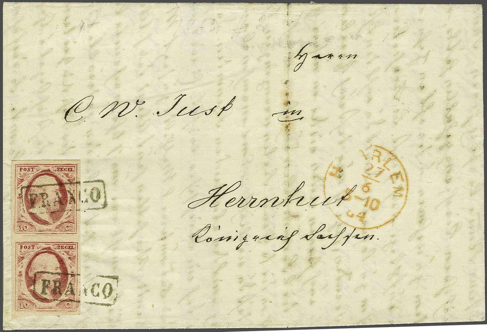 Lot 395 - Netherlands and former colonies NL 1852 King William III -  Corinphila Veilingen Auction 240: Single lots Netherlands and former colonies