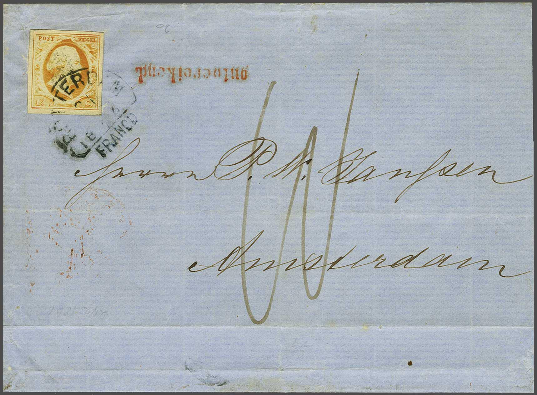 Lot 399 - Netherlands and former colonies NL 1852 King William III -  Corinphila Veilingen Auction 240: Pre-philately Netherlands and former colonies