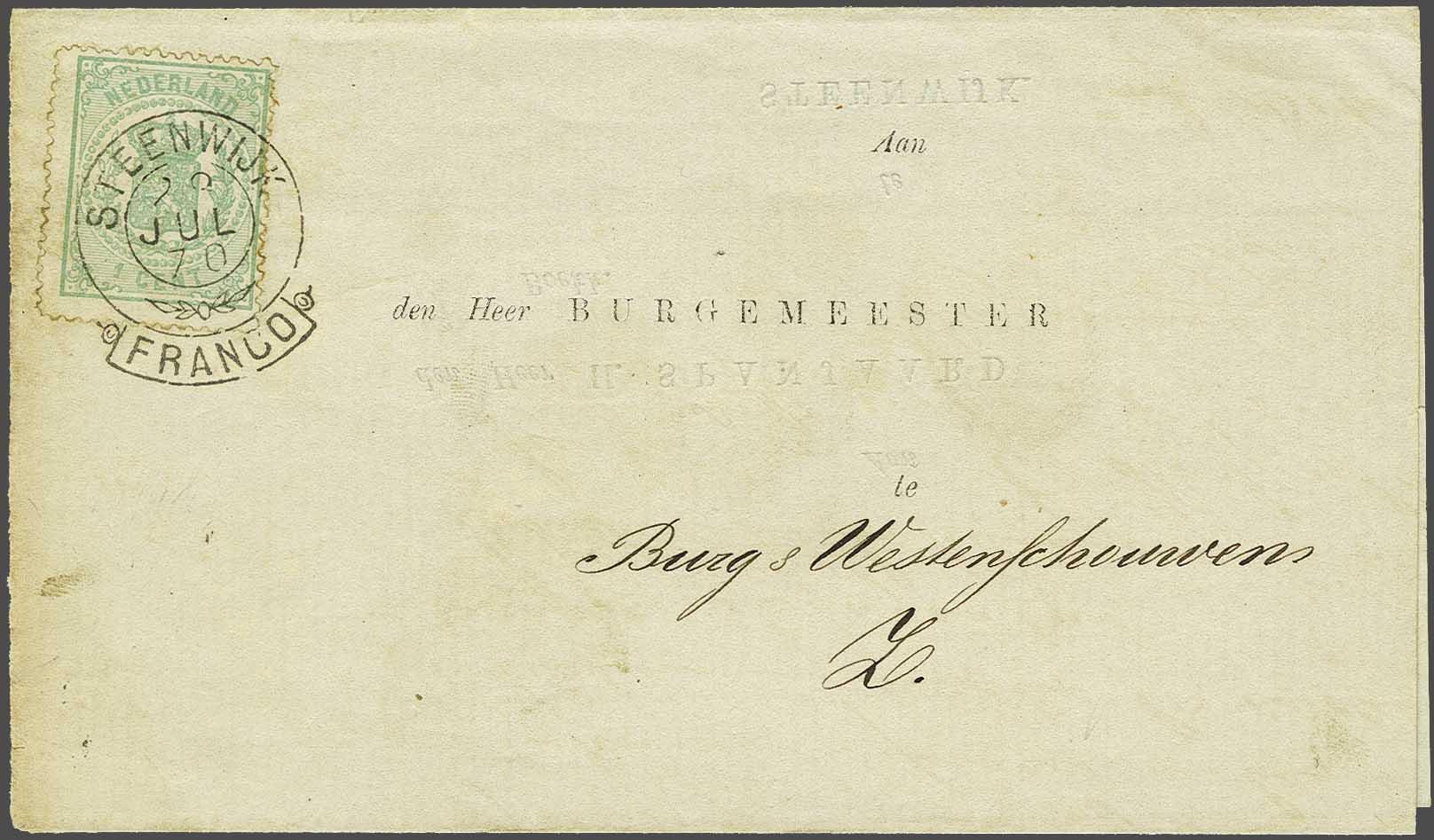 Lot 705 - Netherlands and former colonies NL 1869 Coat of Arms -  Corinphila Veilingen Auction 240: Single lots Netherlands and former colonies