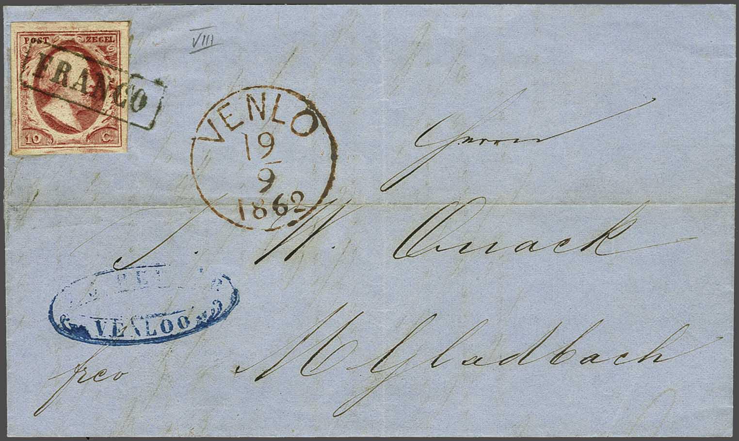 Lot 389 - Netherlands and former colonies NL 1852 King William III -  Corinphila Veilingen Auction 240: Single lots Netherlands and former colonies