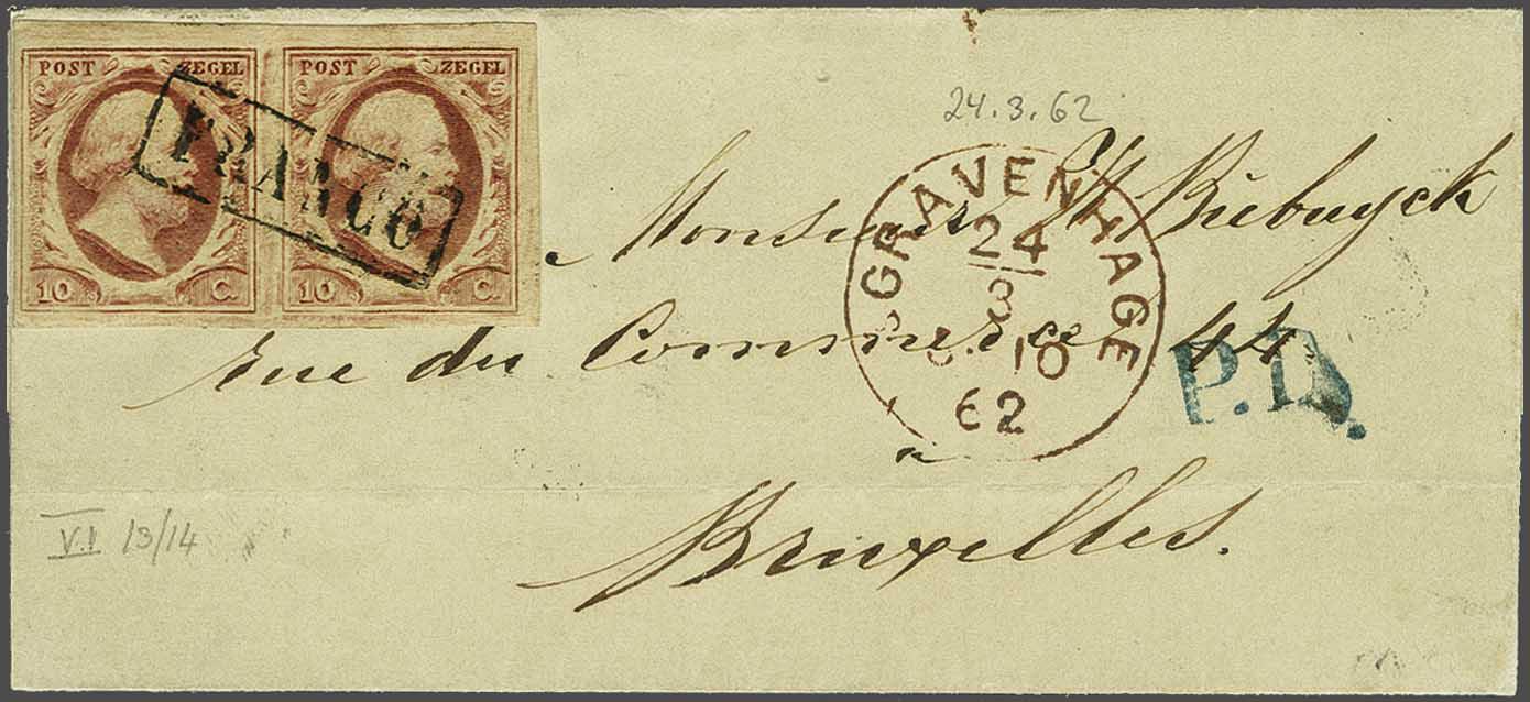 Lot 388 - Netherlands and former colonies NL 1852 King William III -  Corinphila Veilingen Auction 240: Pre-philately Netherlands and former colonies