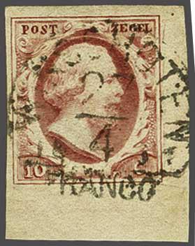 Lot 287 - Netherlands and former colonies NL 1852 King William III -  Corinphila Veilingen Auction 240: Pre-philately Netherlands and former colonies