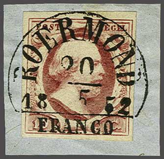 Lot 274 - Netherlands and former colonies NL 1852 King William III -  Corinphila Veilingen Auction 240: Single lots Netherlands and former colonies