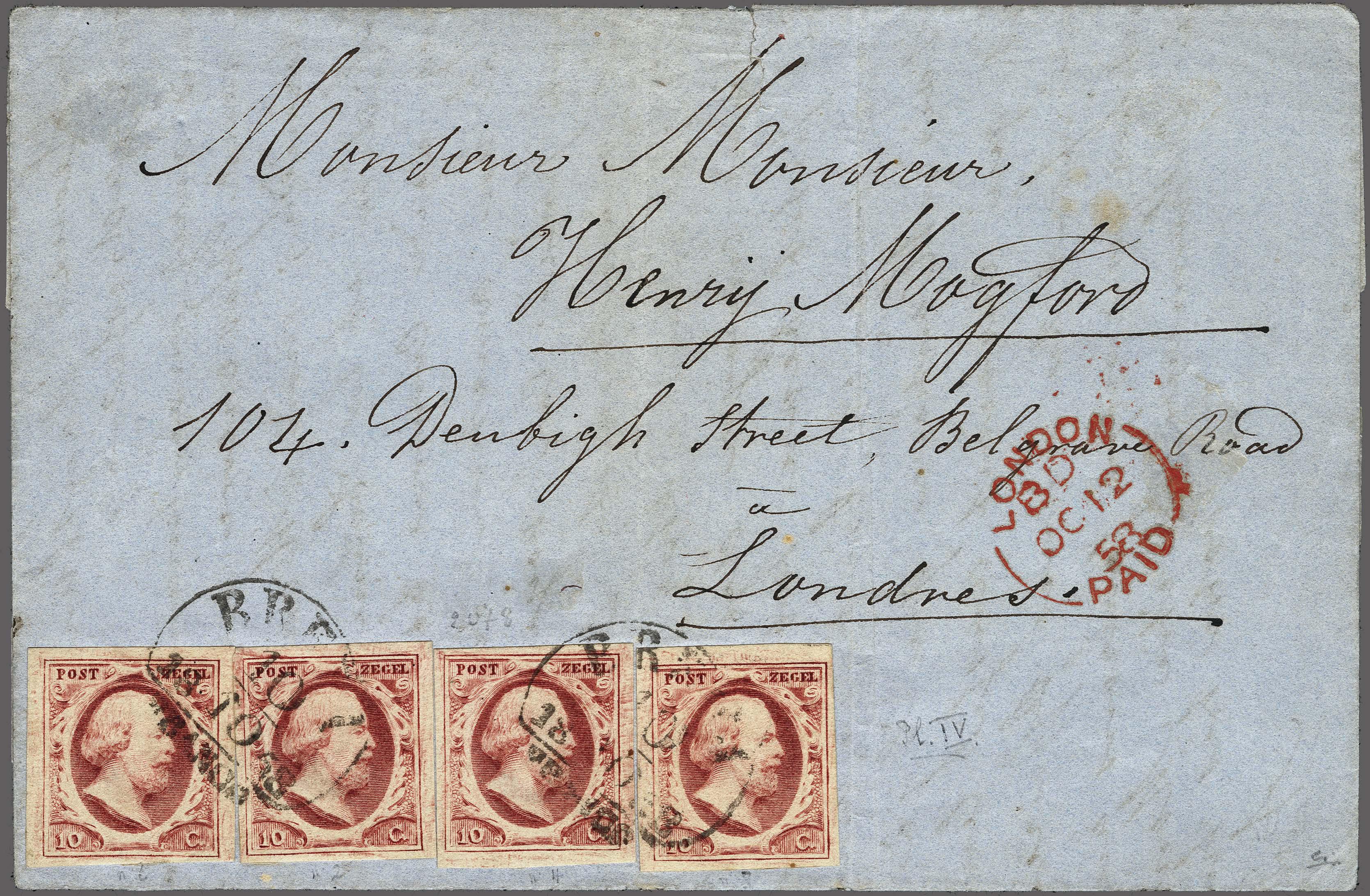 Lot 2474 - Netherlands and former colonies NL 1852 King William III - Corinphila Veilingen Auction 250-253 - Day 3 - Netherlands and former colonies - Single lots & Picture postcards Lot 2474 - Netherlands and former colonies NL 1852 King William III - Corinphila Veilingen Auction 250-253 - Day 3 - Netherlands and former colonies - Single lots & Picture postcards