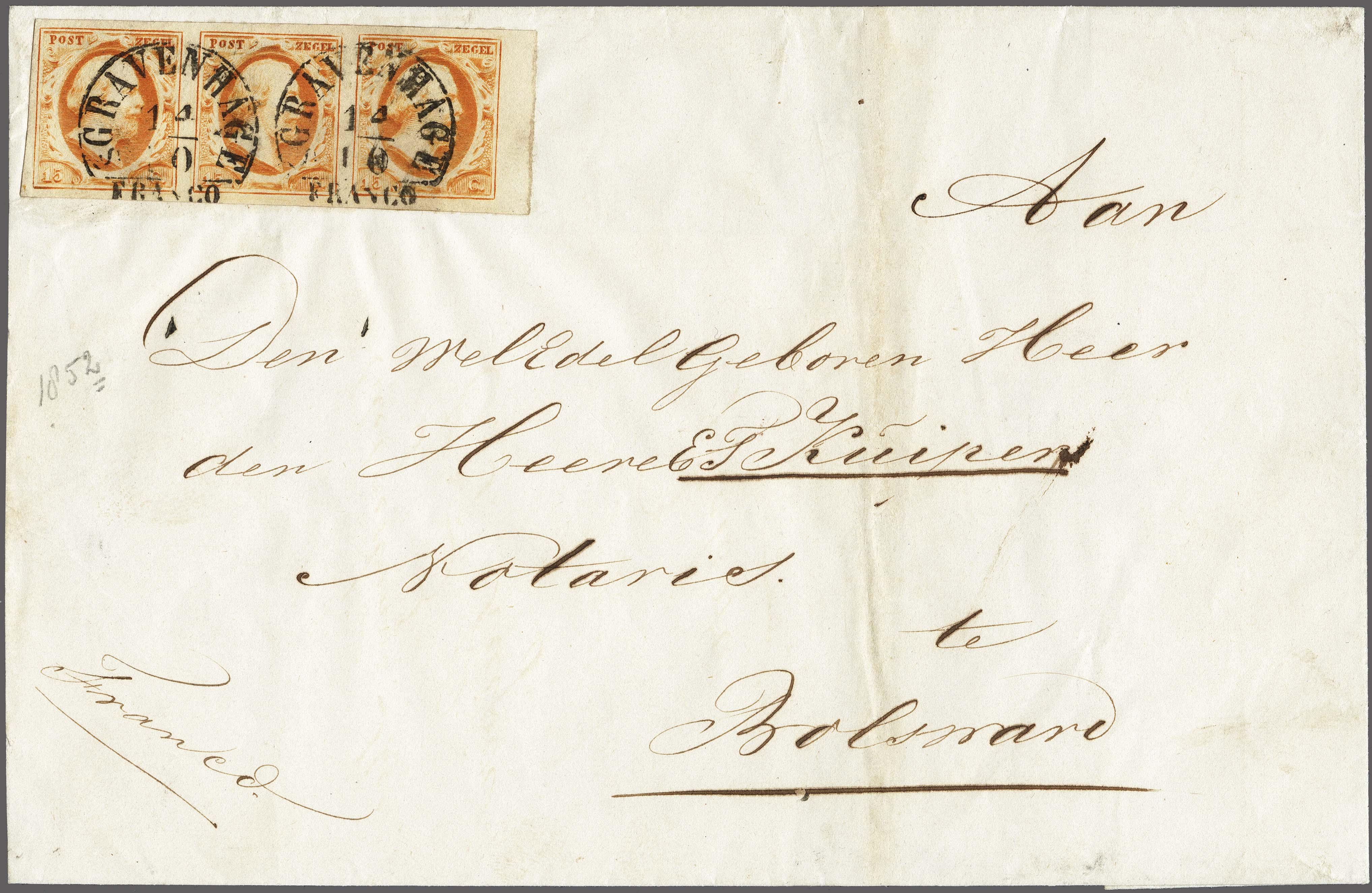 Lot 4222 - Netherlands and former colonies NL 1852 King William III -  Corinphila Veilingen Auction 250-253 - Day 4 - Proofs of Netherlands former colonies