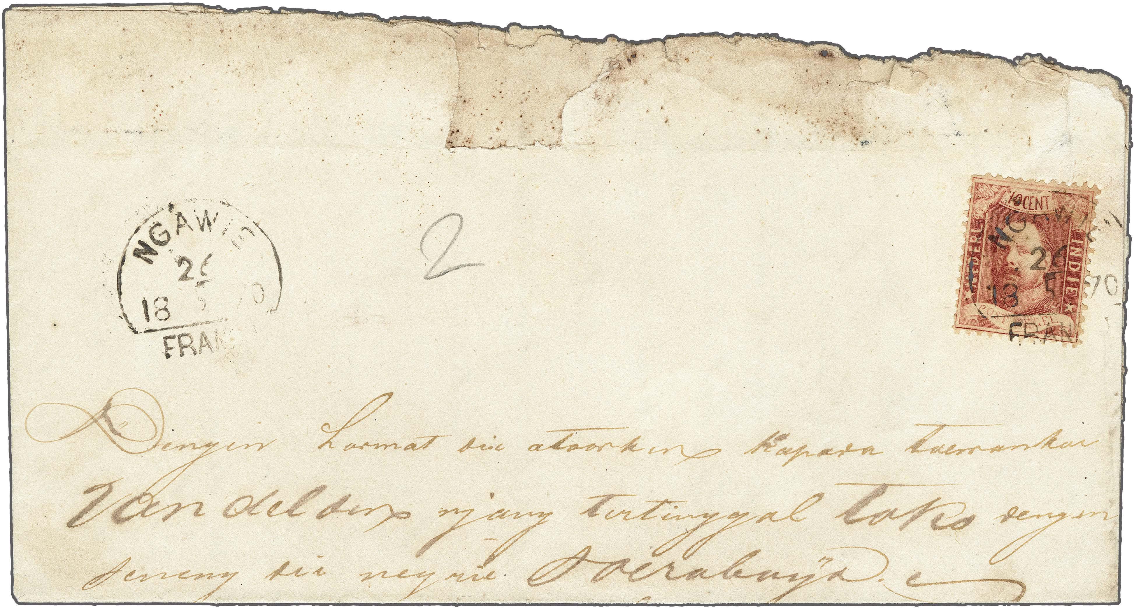 Lot 2669 - Netherlands and former colonies Netherlands Indies Half round franco cancellation - Corinphila Veilingen Auction 250-253 - Day 3 - Netherlands and former colonies - Single lots & Picture postcards Lot 2669 - Netherlands and former colonies Netherlands Indies Half round franco cancellation - Corinphila Veilingen Auction 250-253 - Day 3 - Netherlands and former colonies - Single lots & Picture postcards